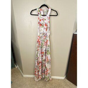 Abel The Label Womens Floral Print Maxi Dress L Lightweight Rayon Sleeveless NEW